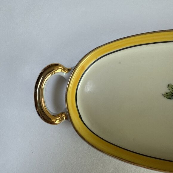 VTG Noritake Hand-Painted Lemon Wedge Dish Server or Butter Dish with Handles - Picture 4 of 7